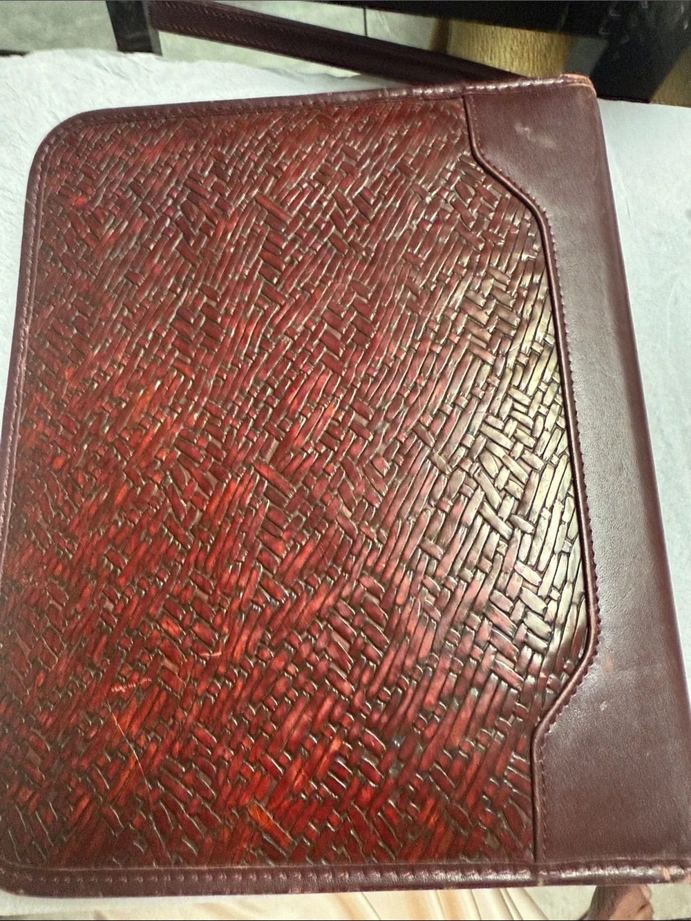 Franklin Men's Burgundy Woven Leather Planner
